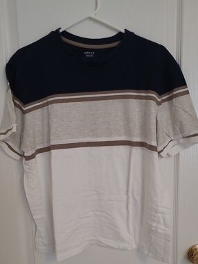 Urban Planet Navy, Brown & White Striped Short Sleeve Tee